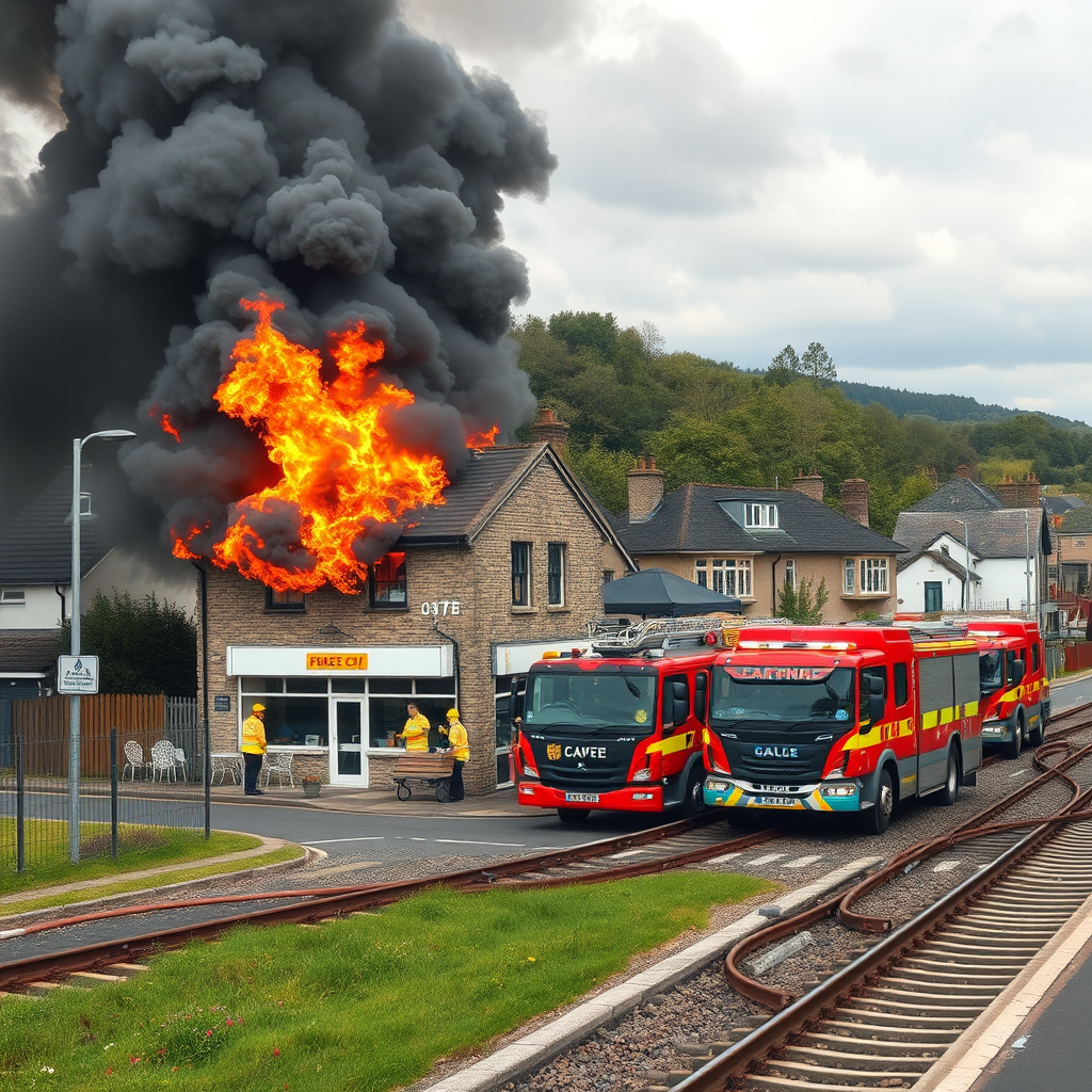 SUMMARY: Emergency crews attend café fire close to railway tracks